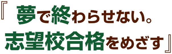 「夢で終わらせない。志望校合格を目指す」最高の教師陣が全力で挑みます